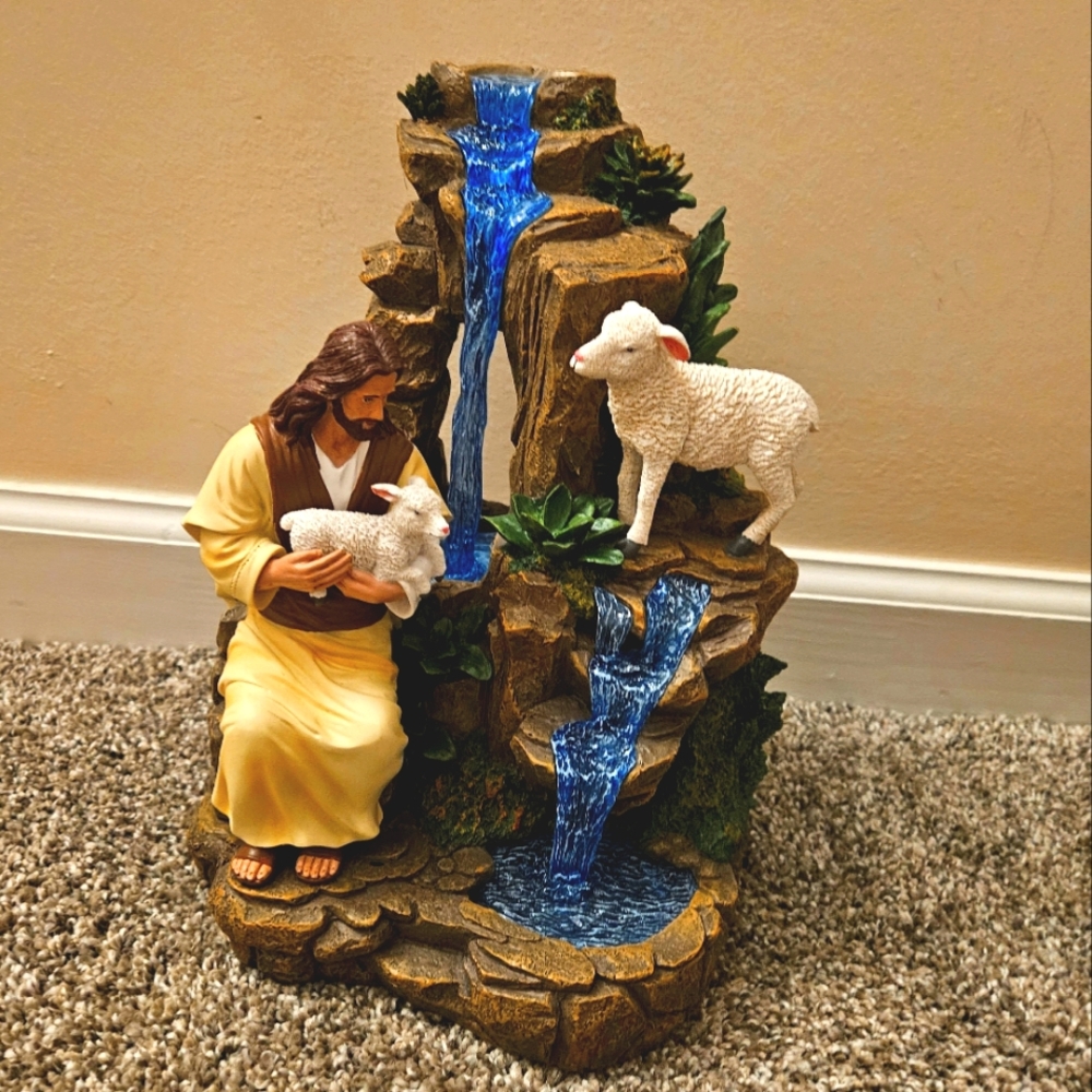 Bradford Exchange Religious Figurine with Waterfall and Lambs